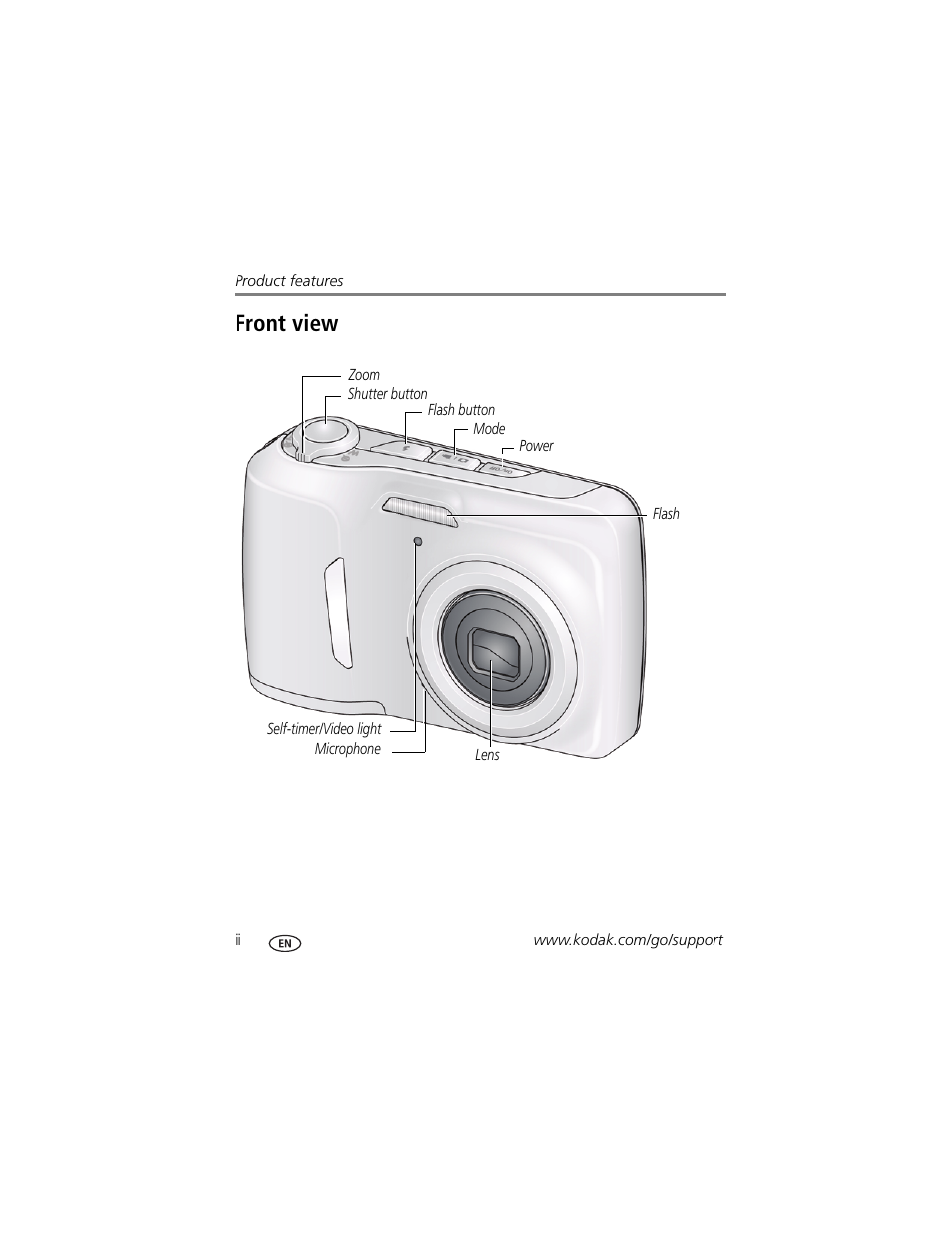 Front view | Kodak C1530 User Manual | Page 4 / 65