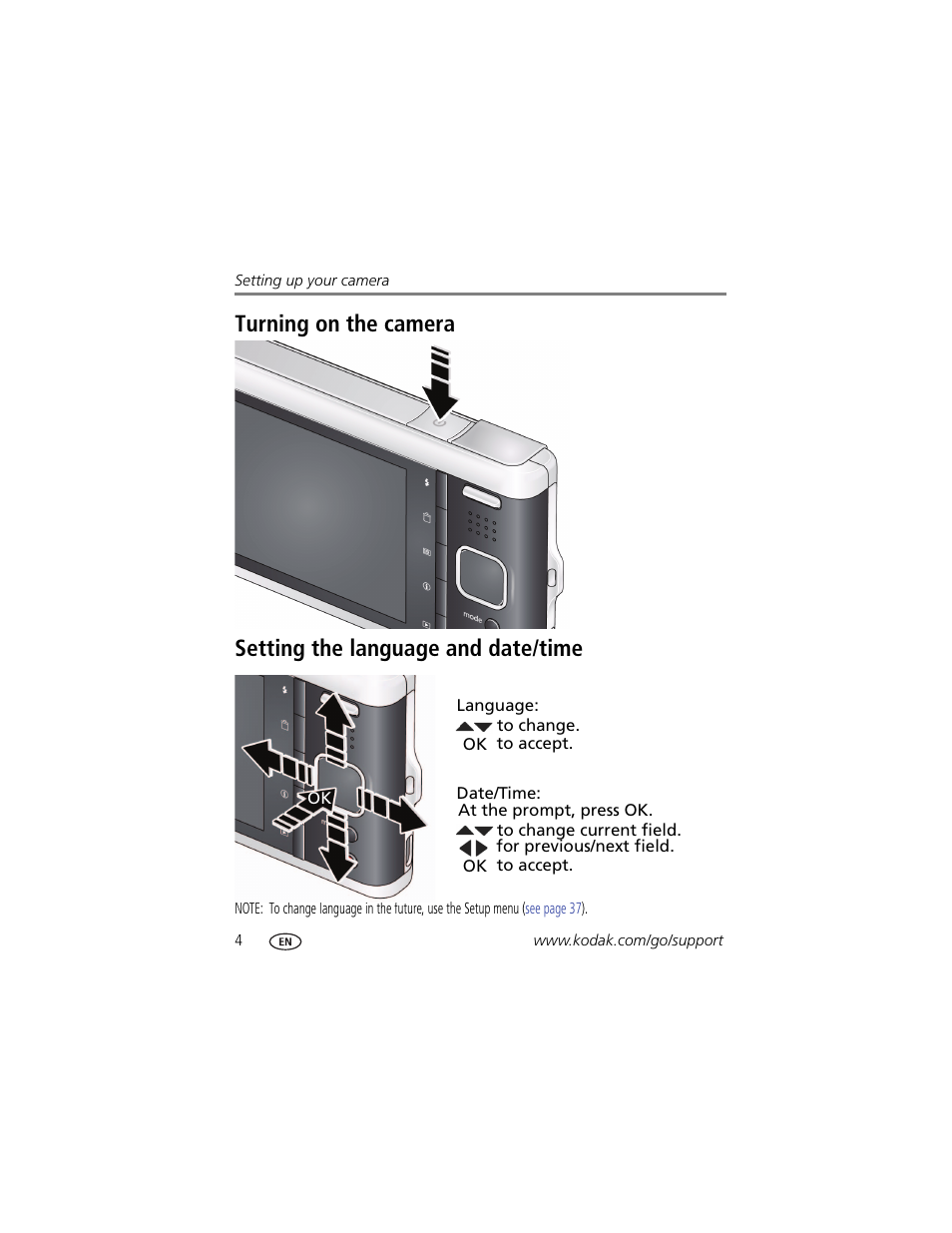 Setting the language and date/time | Kodak M590 User Manual | Page 10 / 67