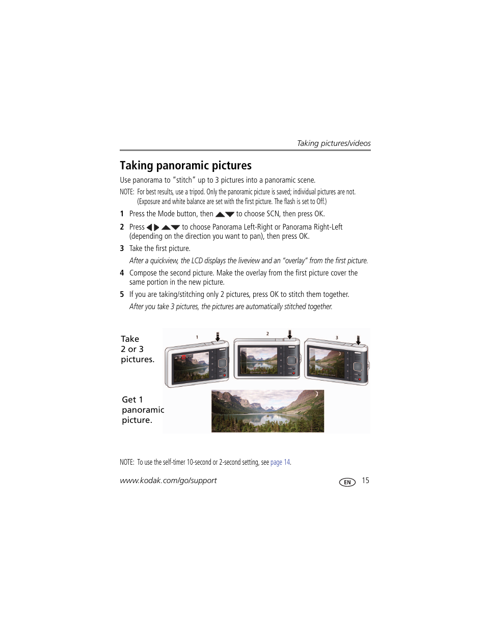 Taking panoramic pictures | Kodak M590 User Manual | Page 21 / 67