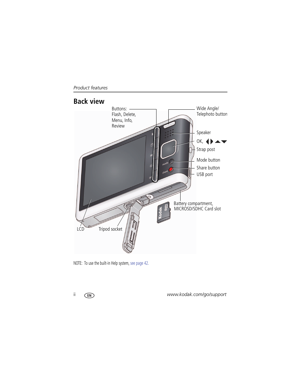 Back view | Kodak M590 User Manual | Page 4 / 67