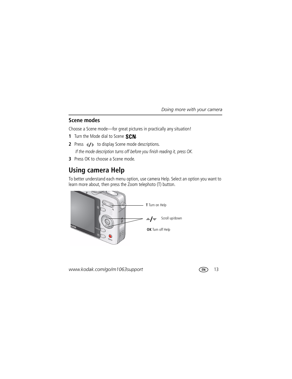Using camera help | Kodak MD1063 User Manual | Page 13 / 29