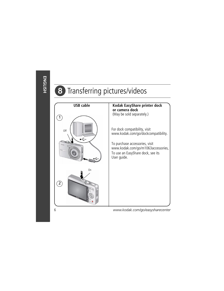 Transferring pictures/videos | Kodak MD1063 User Manual | Page 6 / 29