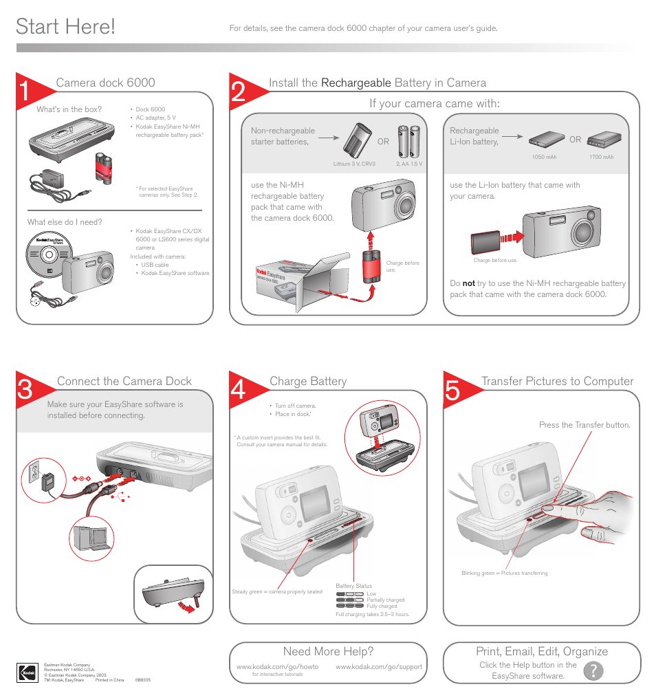 Kodak Camera Dock 6000 User Manual | 1 page