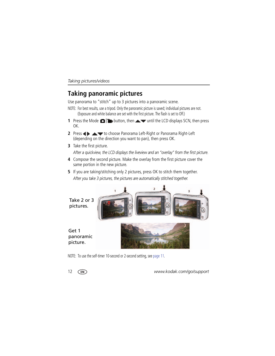 Taking panoramic pictures | Kodak CD83 User Manual | Page 18 / 64