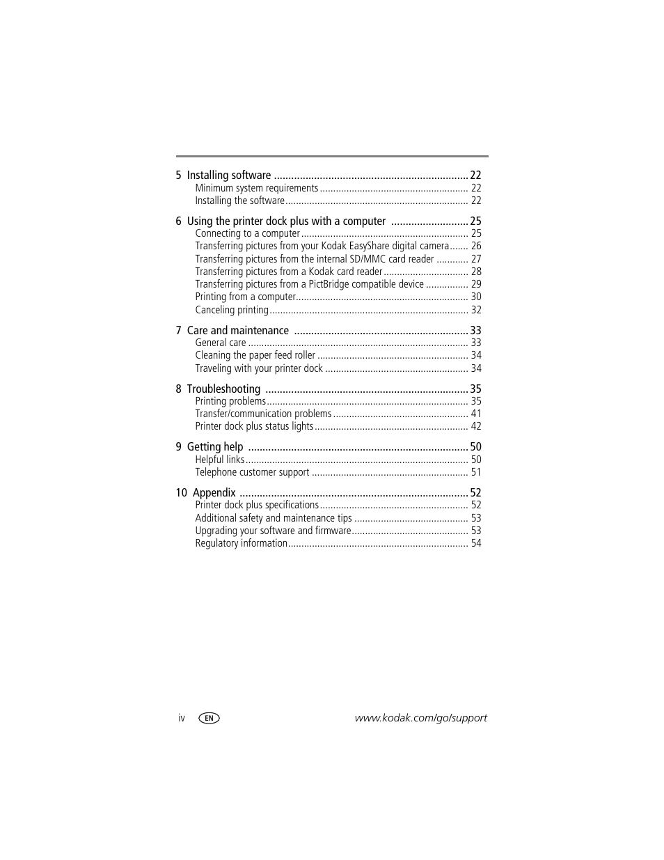 Kodak Printer Dock Plus User Manual | Page 6 / 66