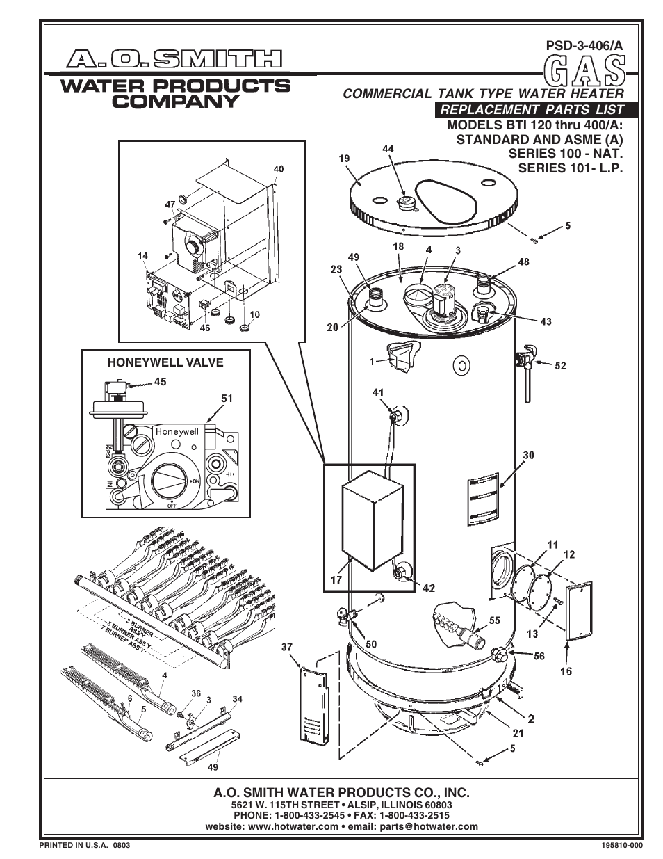 A.O. Smith BTI 120 thru 400/A Standard User Manual | 4 pages