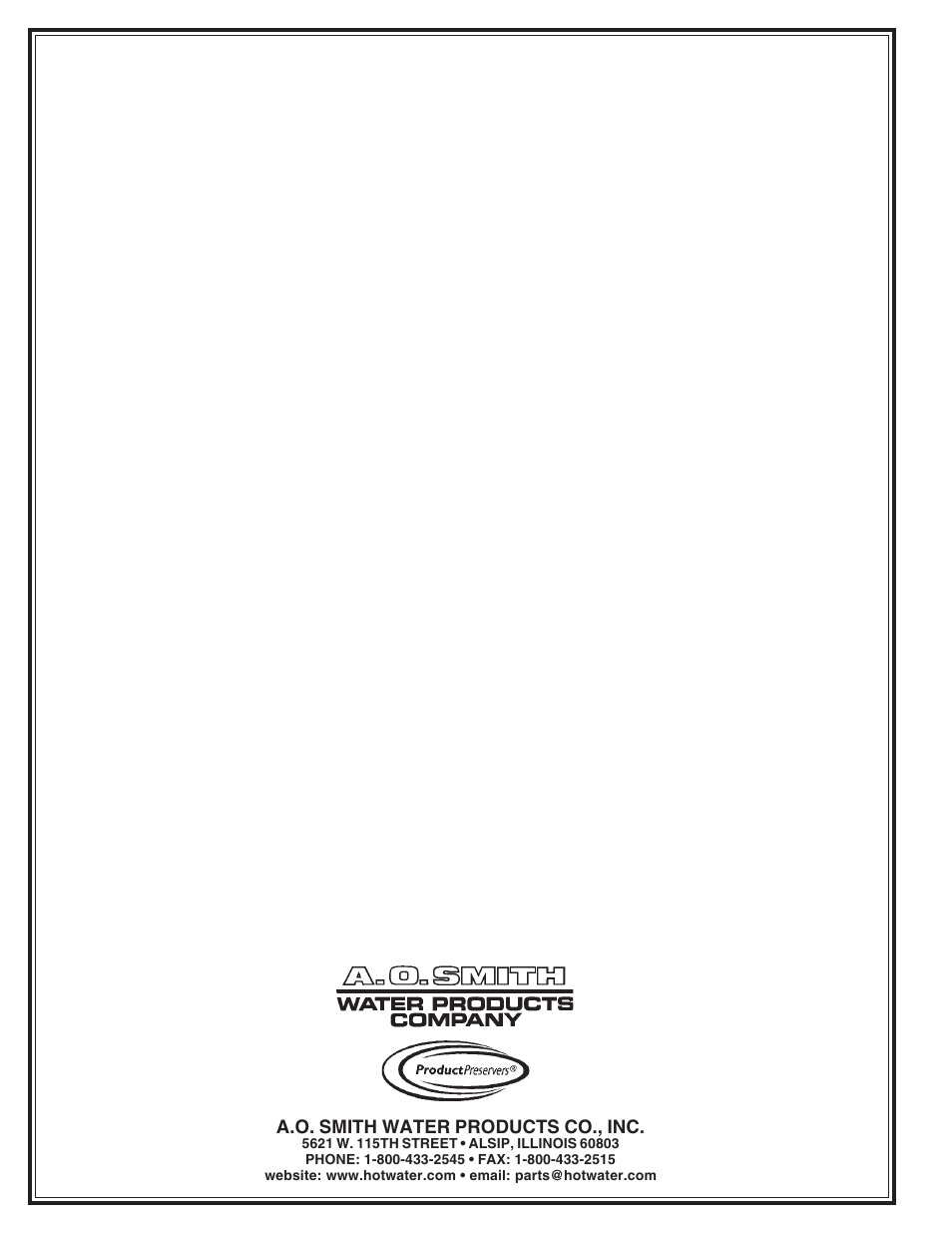 A.O. Smith BTI 120 thru 400/A Standard User Manual | Page 4 / 4