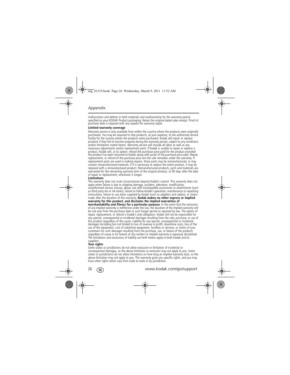 Kodak TOUCH M577 User Manual | Page 26 / 28