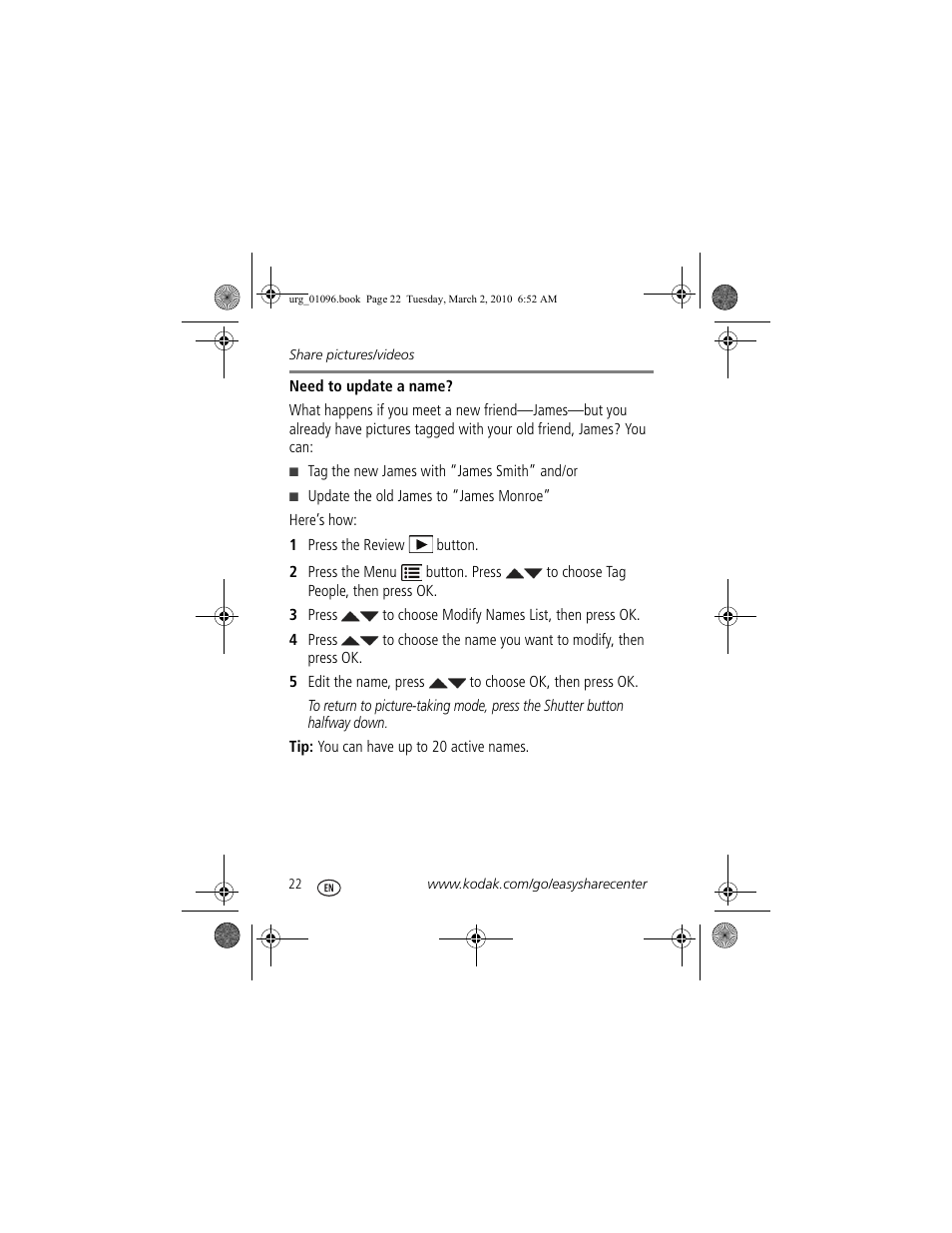 Kodak M530 User Manual | Page 22 / 29