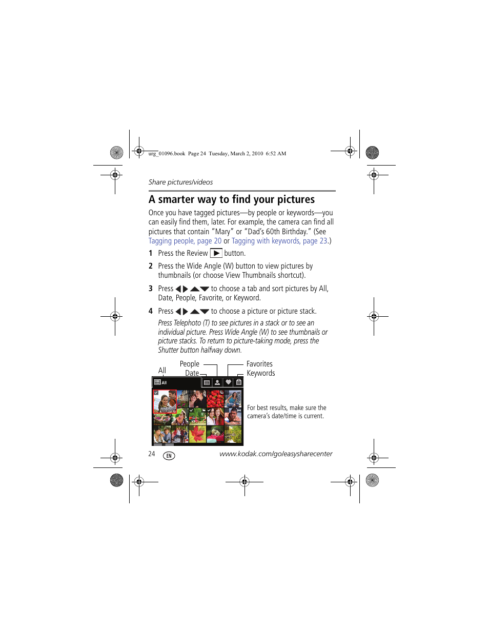 A smarter way to find your pictures | Kodak M530 User Manual | Page 24 / 29