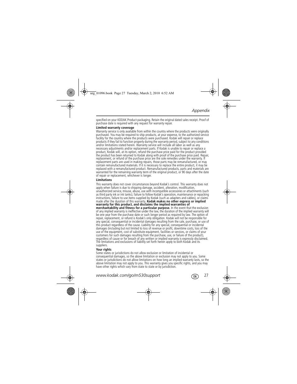 Kodak M530 User Manual | Page 27 / 29