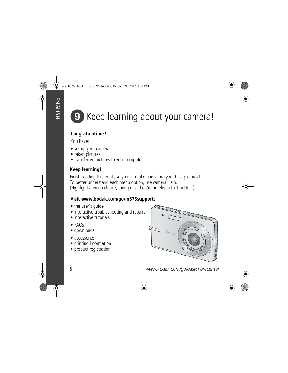 Keep learning about your camera | Kodak M873 User Manual | Page 8 / 27