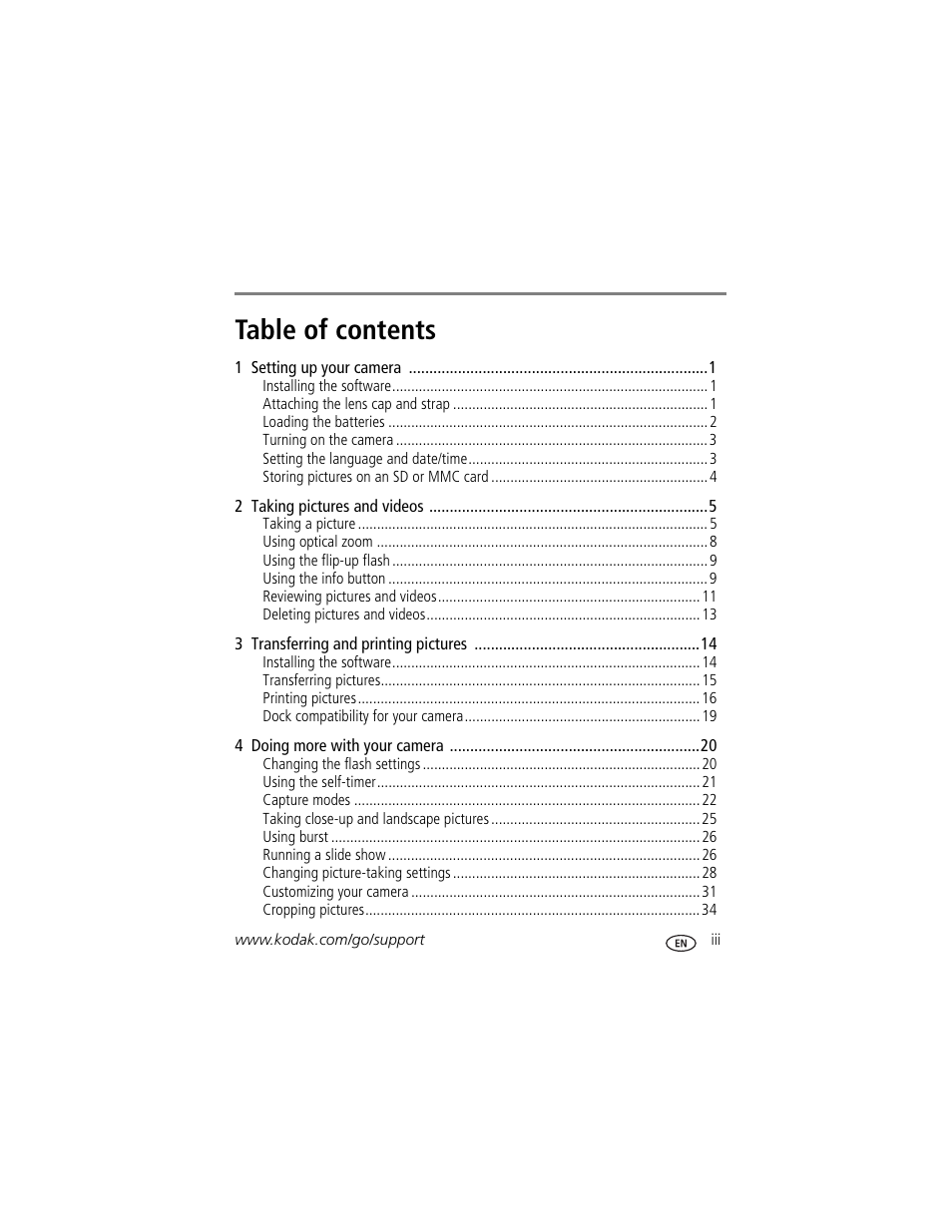 Kodak Z650 User Manual | Page 5 / 77