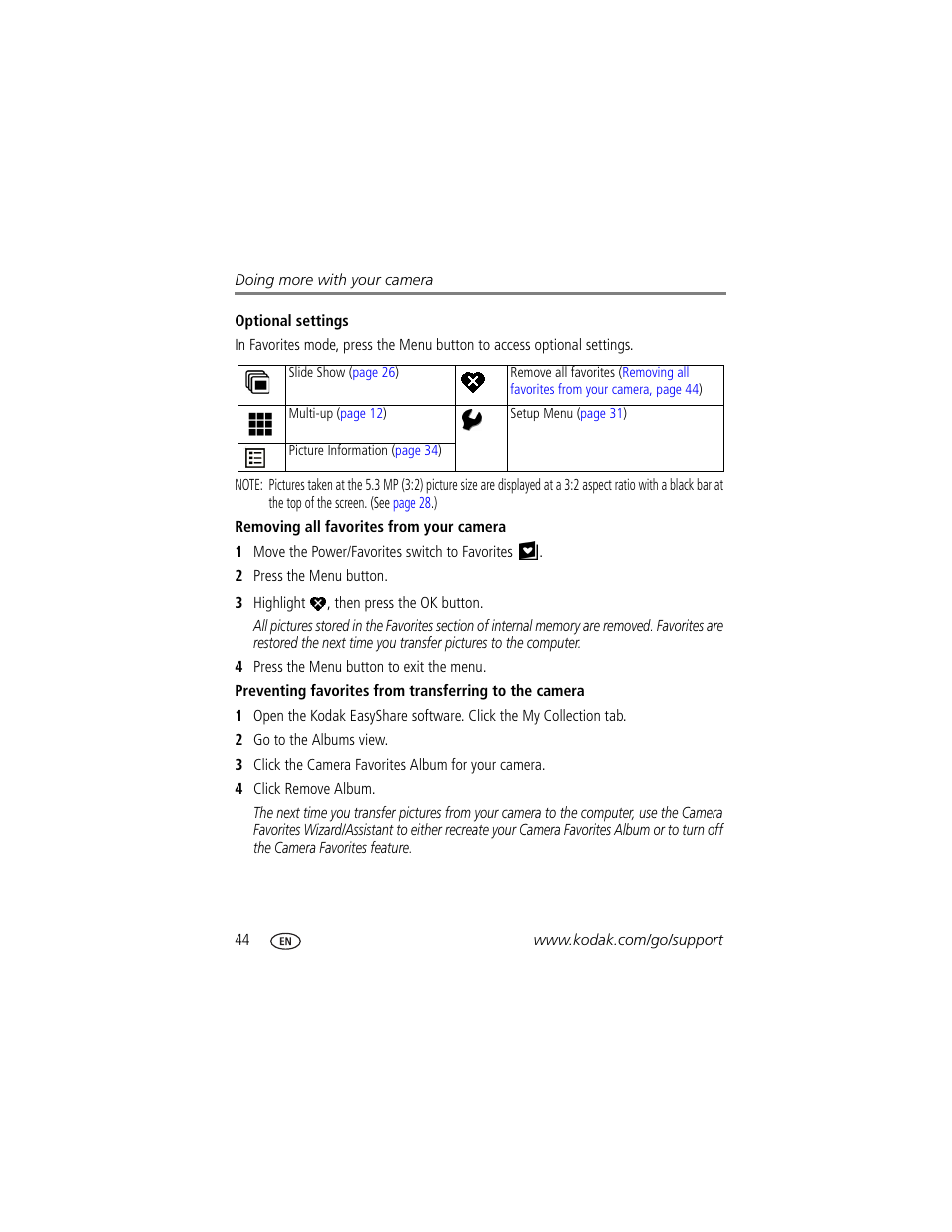 Removing all favorites from your camera | Kodak Z650 User Manual | Page 50 / 77
