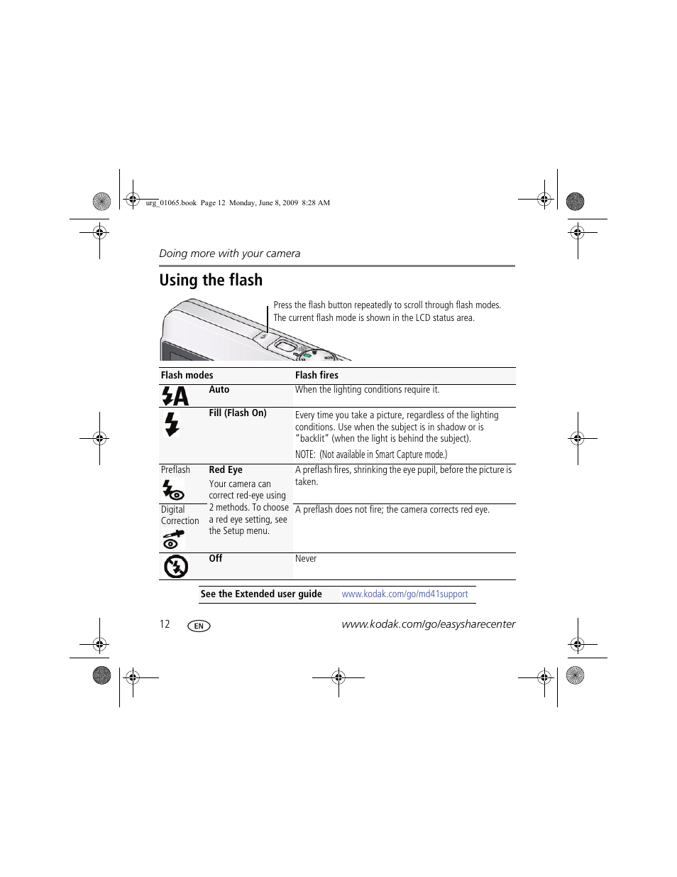 Using the flash | Kodak MD41 User Manual | Page 12 / 23