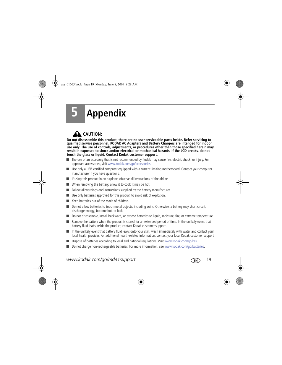 Appendix | Kodak MD41 User Manual | Page 19 / 23