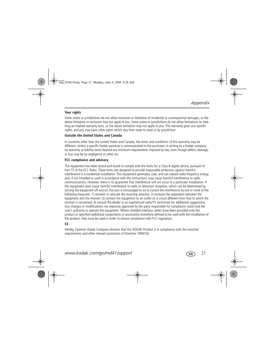 Kodak MD41 User Manual | Page 21 / 23