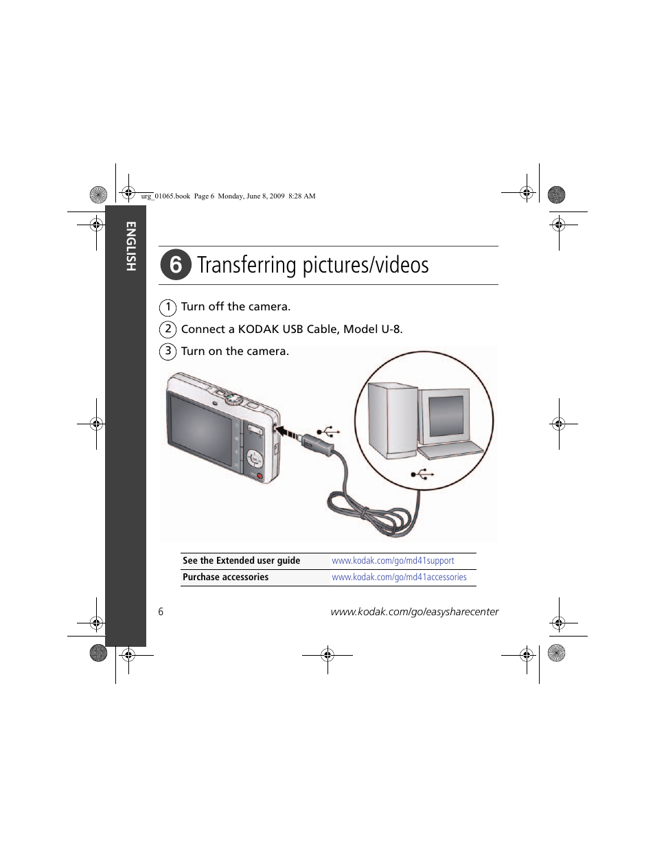 Transferring pictures/videos | Kodak MD41 User Manual | Page 6 / 23