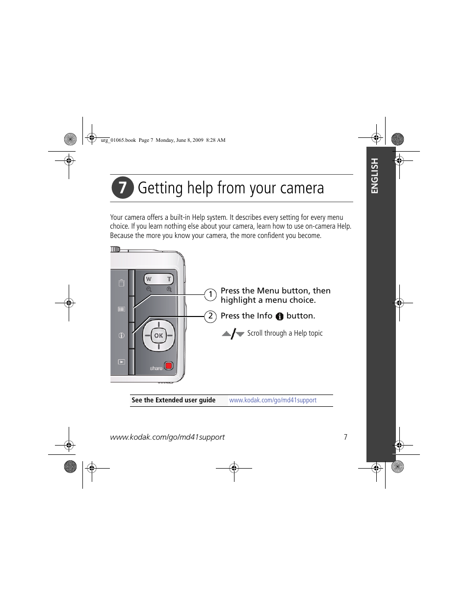 Getting help from your camera | Kodak MD41 User Manual | Page 7 / 23