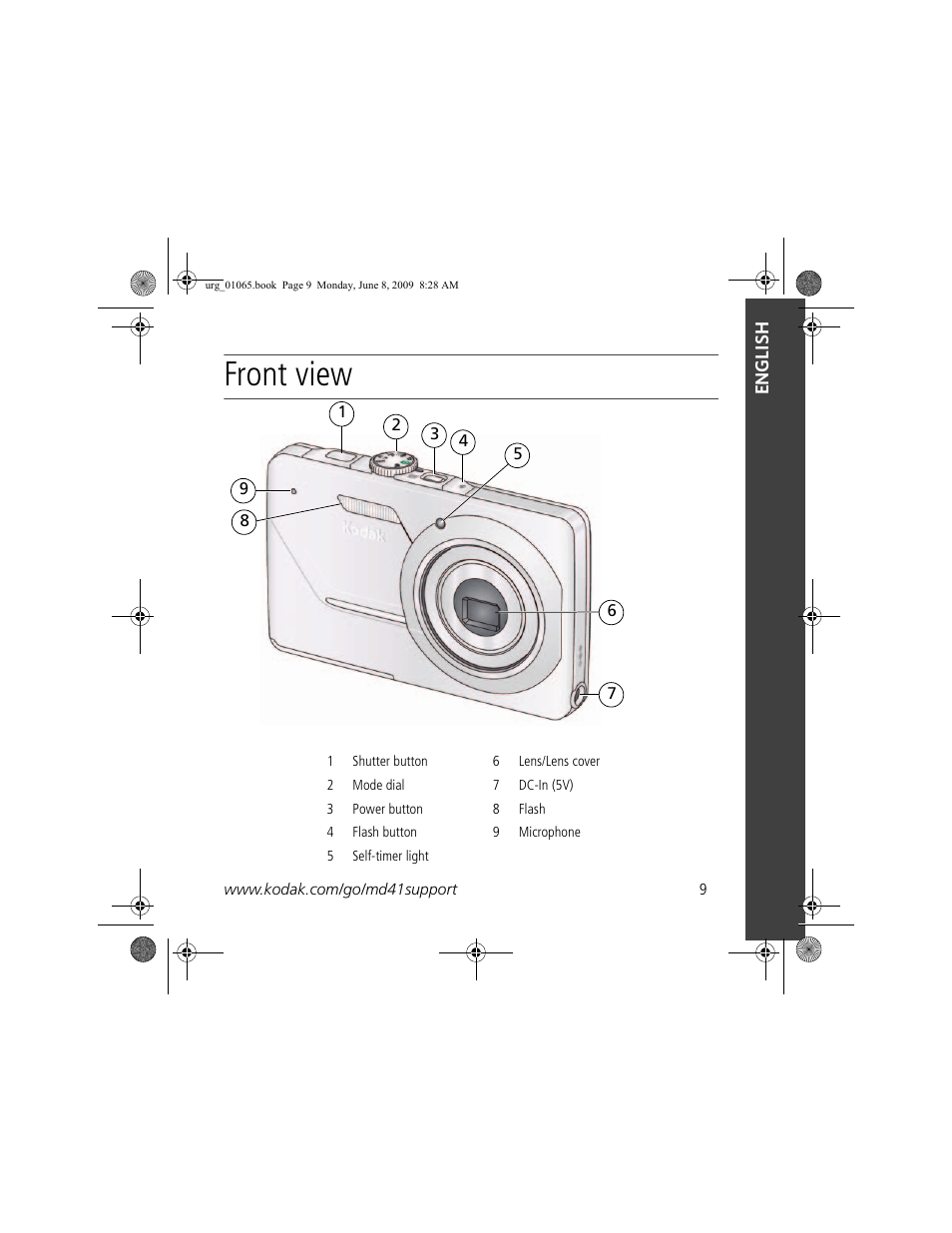 Front view | Kodak MD41 User Manual | Page 9 / 23
