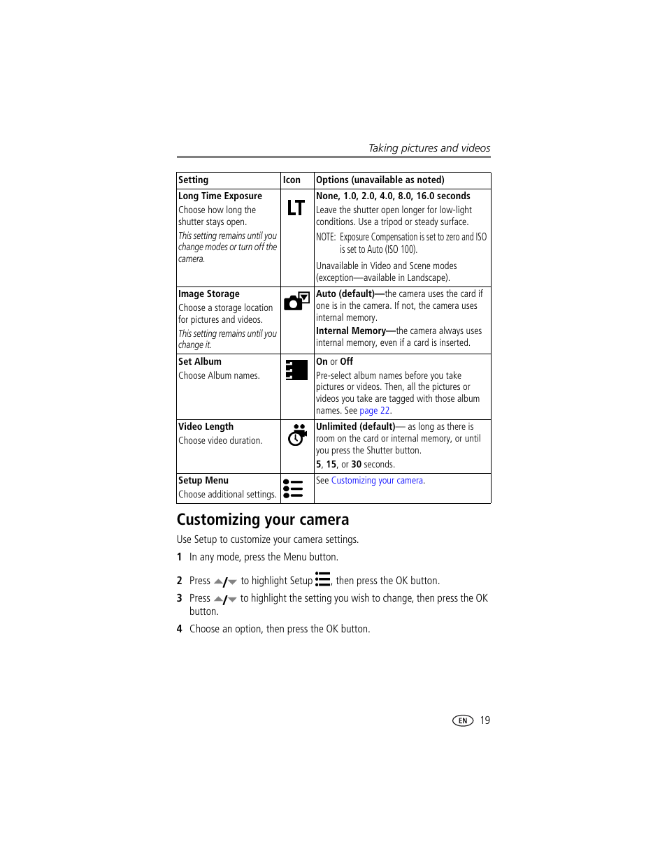 Customizing your camera | Kodak LS743 User Manual | Page 25 / 62