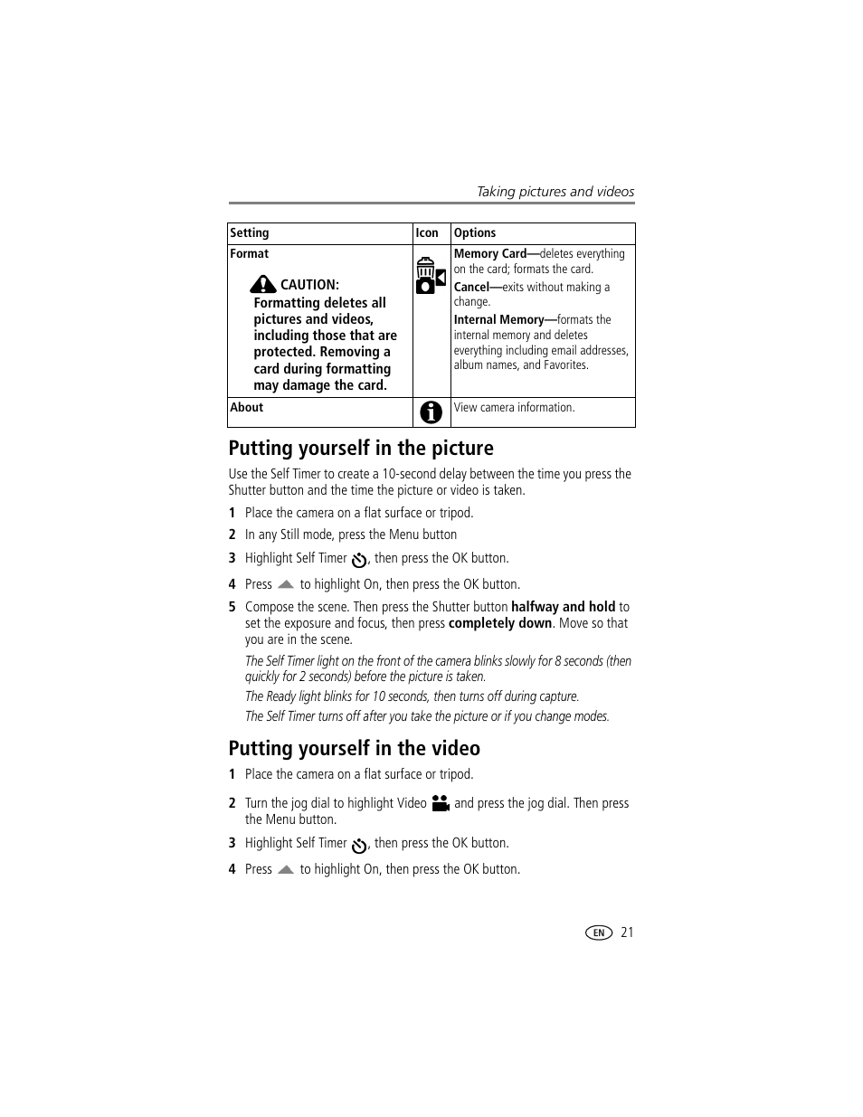Putting yourself in the picture, Putting yourself in the video | Kodak LS743 User Manual | Page 27 / 62