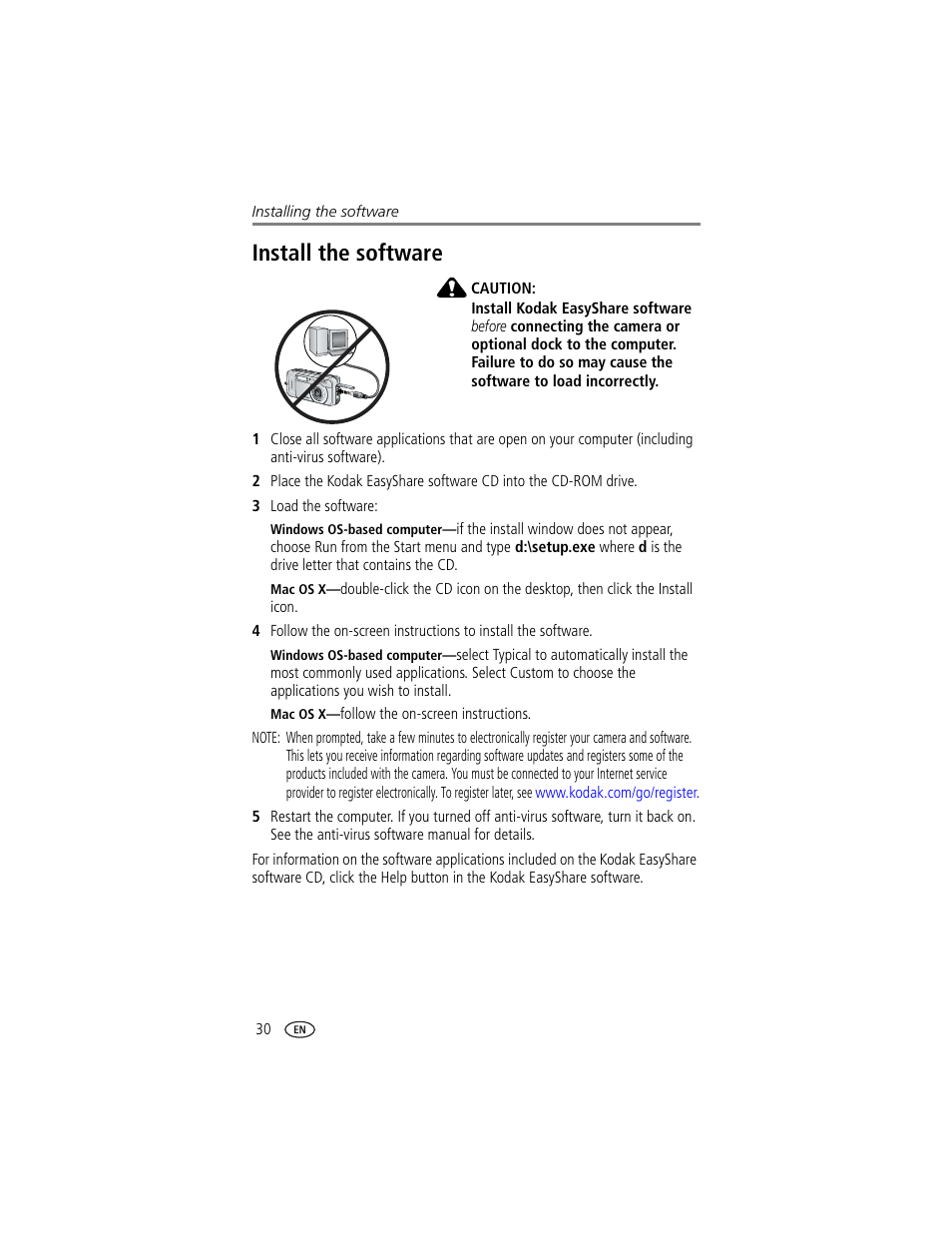 Install the software | Kodak LS743 User Manual | Page 36 / 62