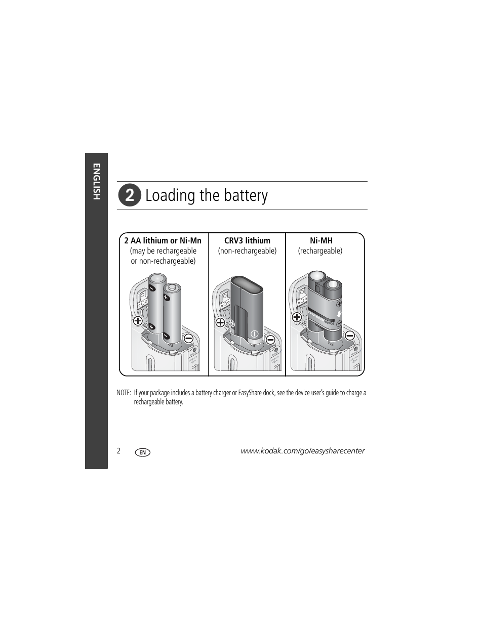 Loading the battery | Kodak C875 User Manual | Page 2 / 34