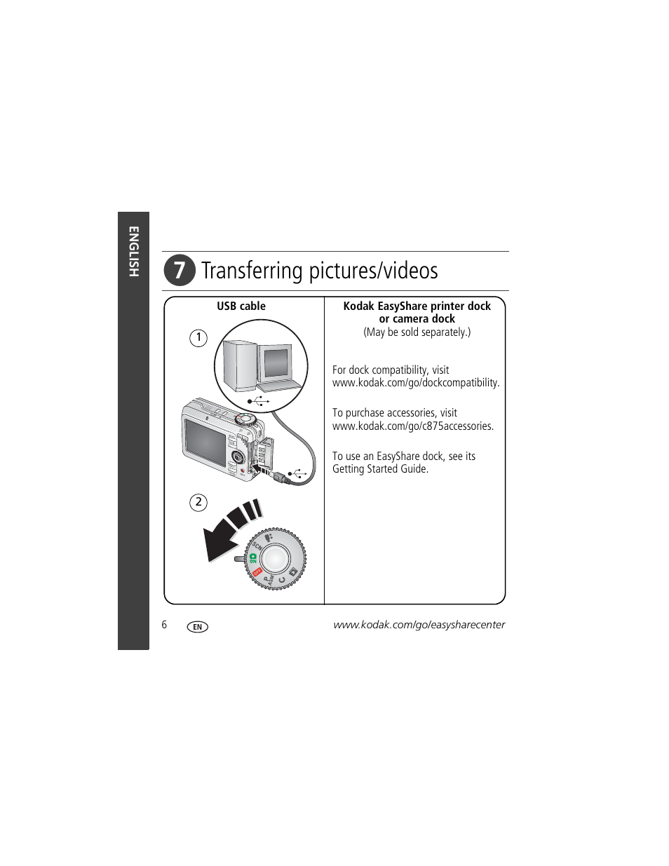 Transferring pictures/videos | Kodak C875 User Manual | Page 6 / 34