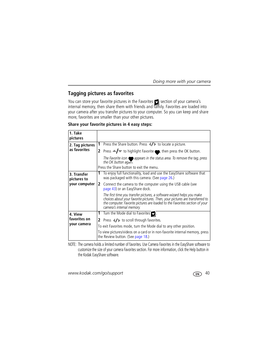 Tagging pictures as favorites | Kodak Z760 User Manual | Page 47 / 79
