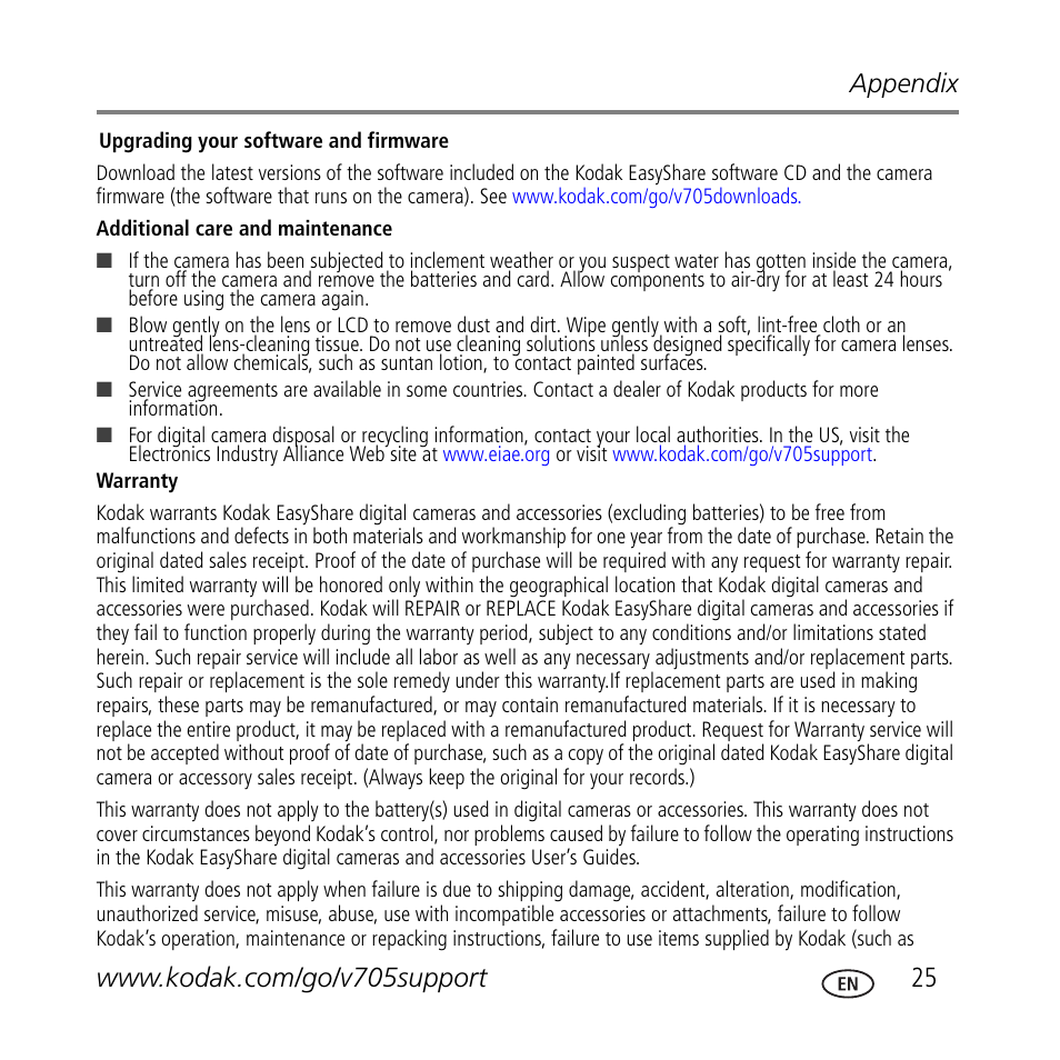 Kodak V705 User Manual | Page 25 / 28