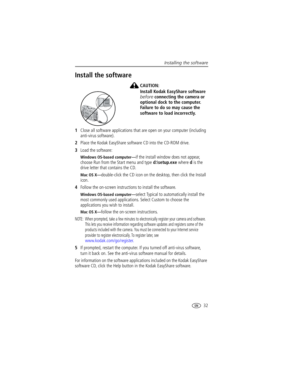 Install the software | Kodak CX7430 User Manual | Page 39 / 66