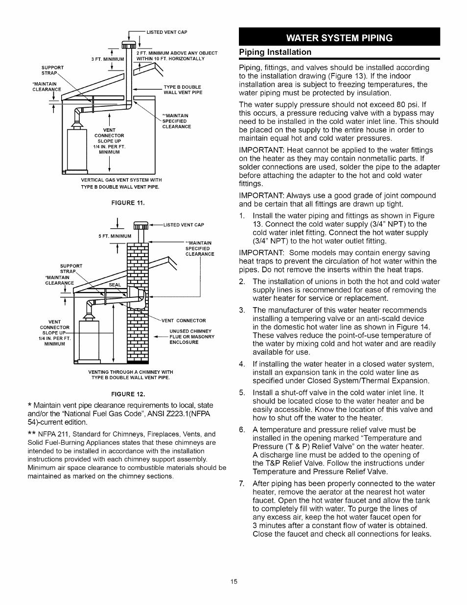 Water system piping | A.O. Smith Water Heater User Manual | Page 15 / 36