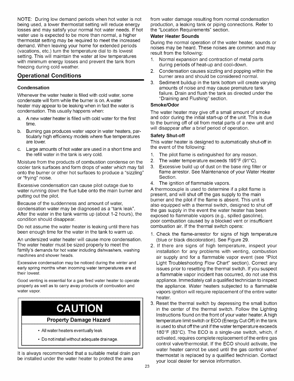 Operational conditions | A.O. Smith Water Heater User Manual | Page 23 / 36