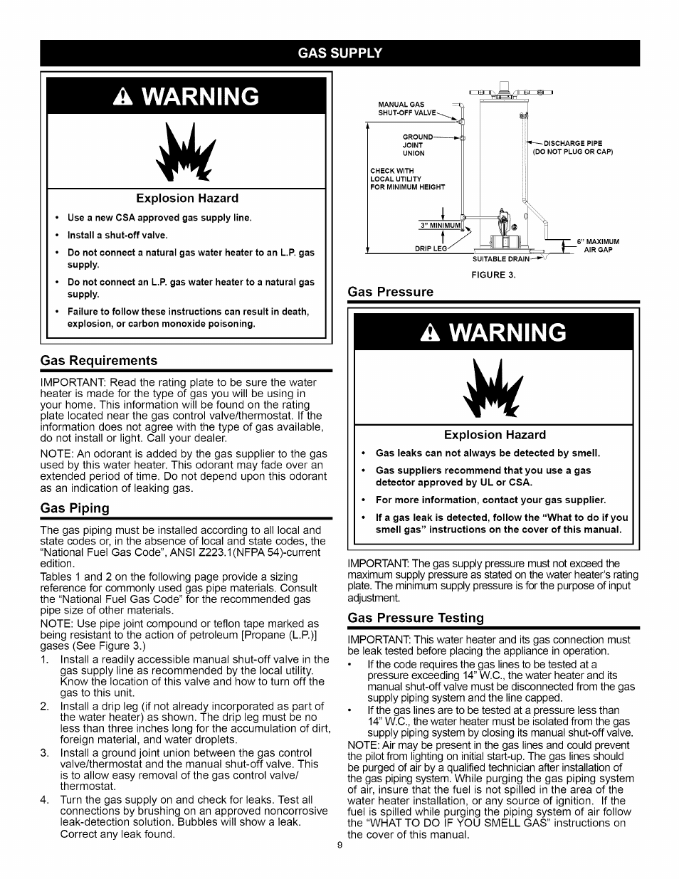 Warning | A.O. Smith Water Heater User Manual | Page 9 / 36