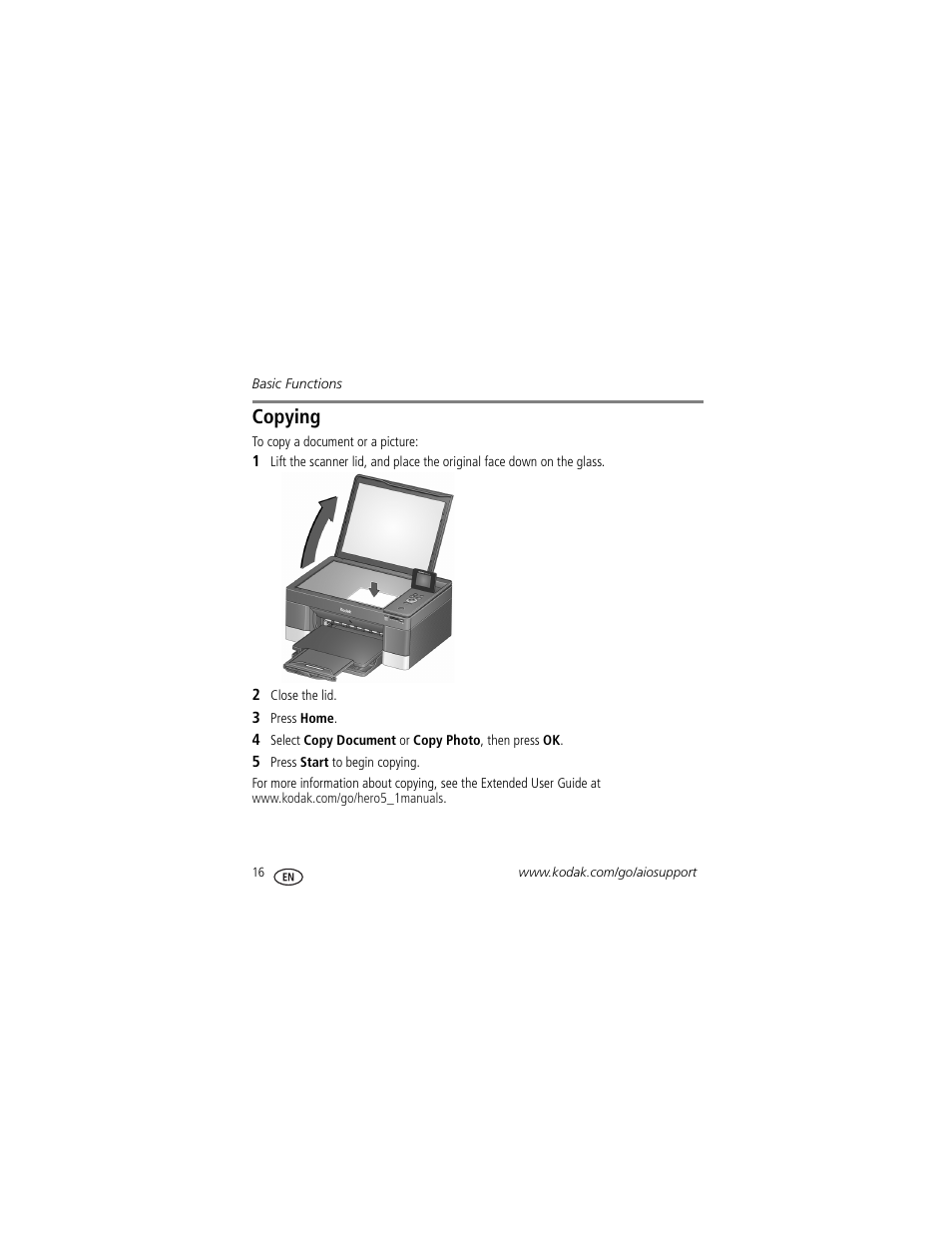 Copying | Kodak HERO 5.1 User Manual | Page 22 / 36