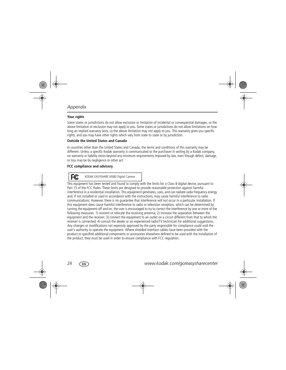 Kodak M380 User Manual | Page 24 / 27