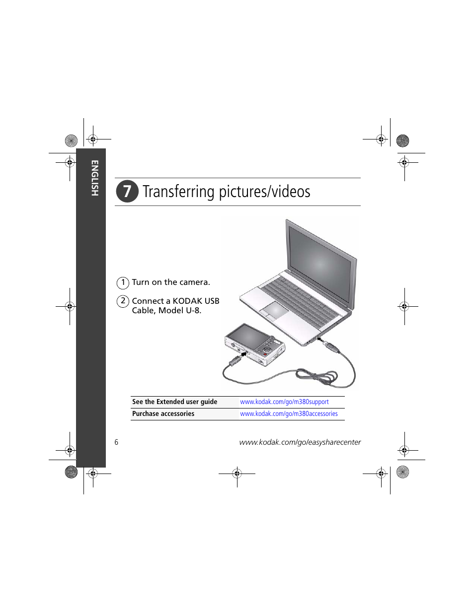 Transferring pictures/videos | Kodak M380 User Manual | Page 6 / 27