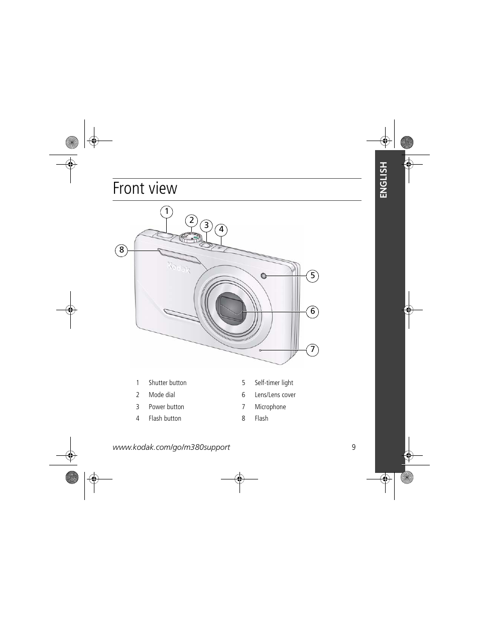 Front view | Kodak M380 User Manual | Page 9 / 27