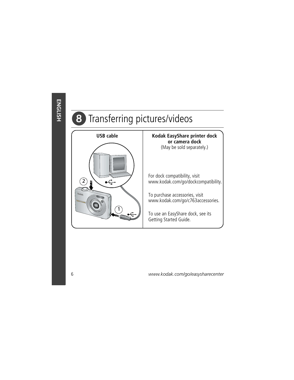 Transferring pictures/videos | Kodak C763 User Manual | Page 6 / 26