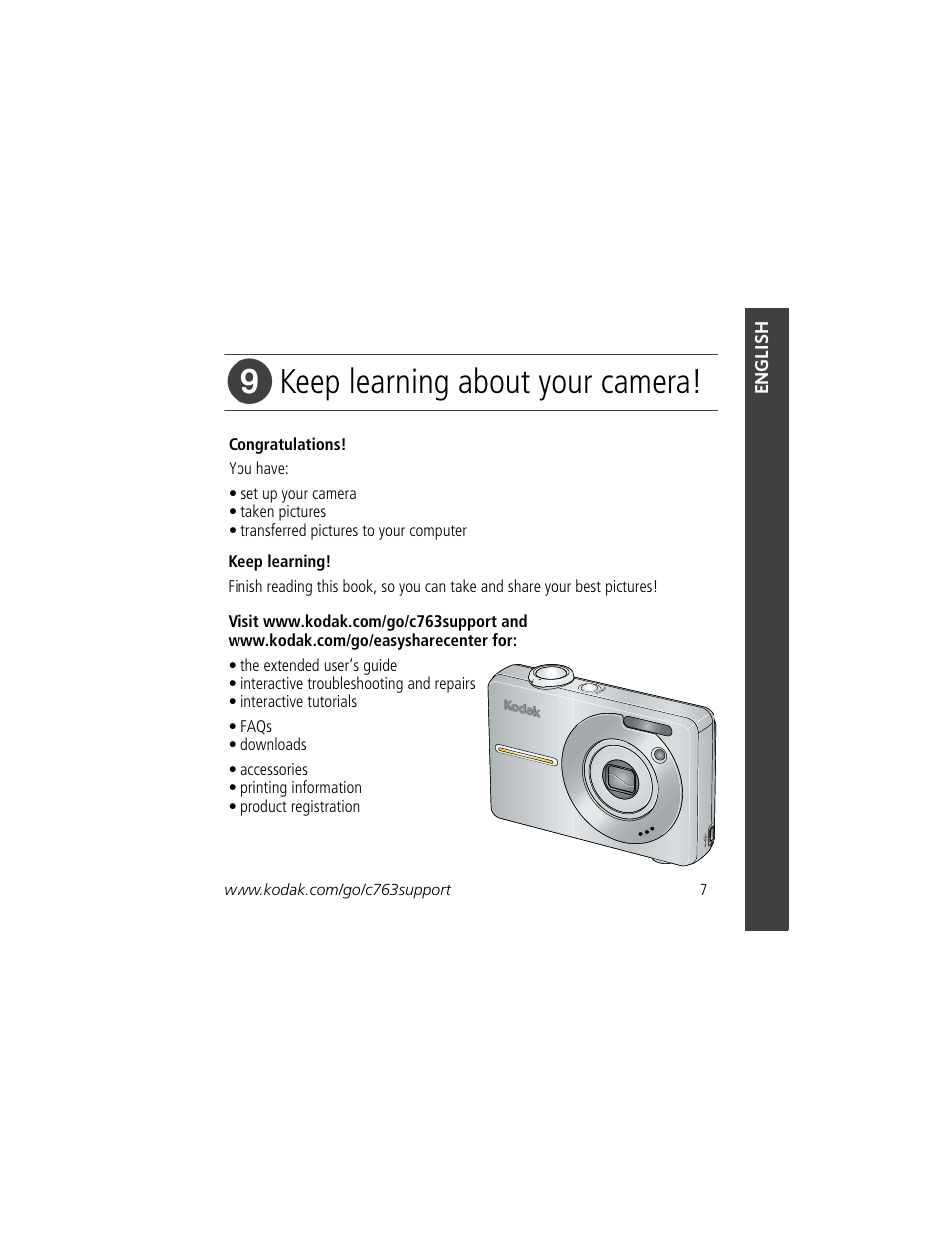 Keep learning about your camera | Kodak C763 User Manual | Page 7 / 26