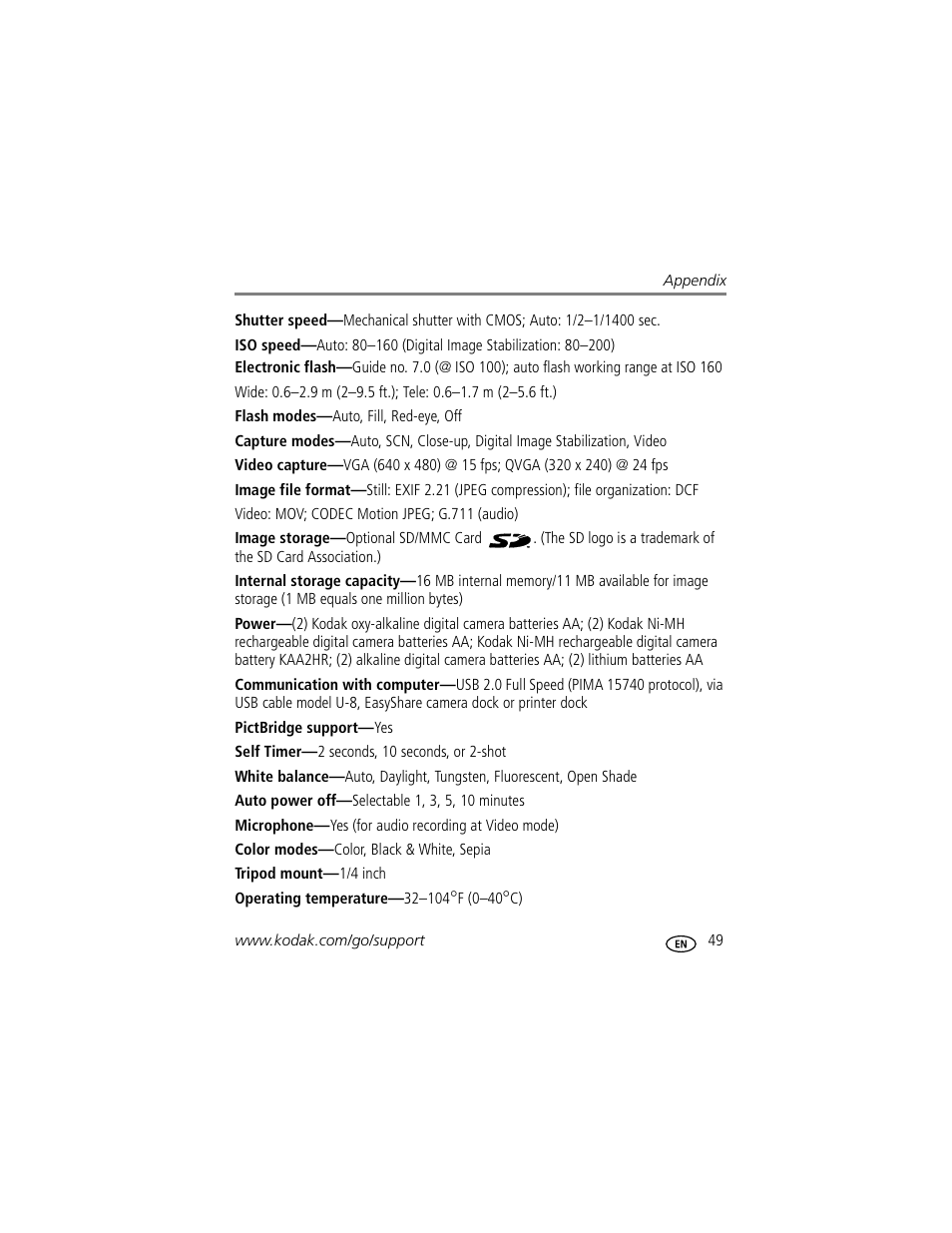 Kodak C513 User Manual | Page 55 / 69