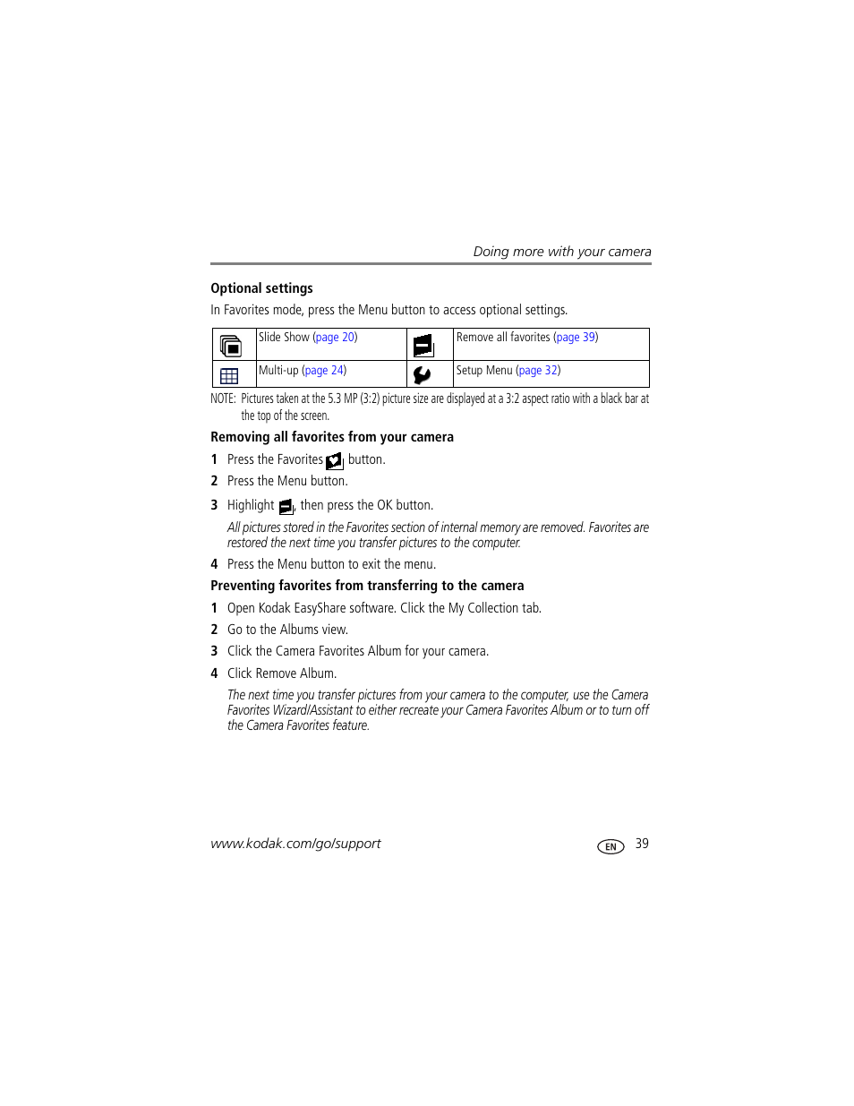 Removing all favorites from your camera | Kodak V603 User Manual | Page 45 / 76
