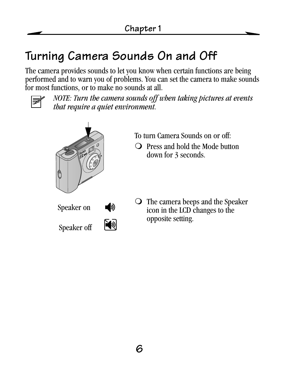 Turning camera sounds on and off | Kodak EZ200 User Manual | Page 22 / 81
