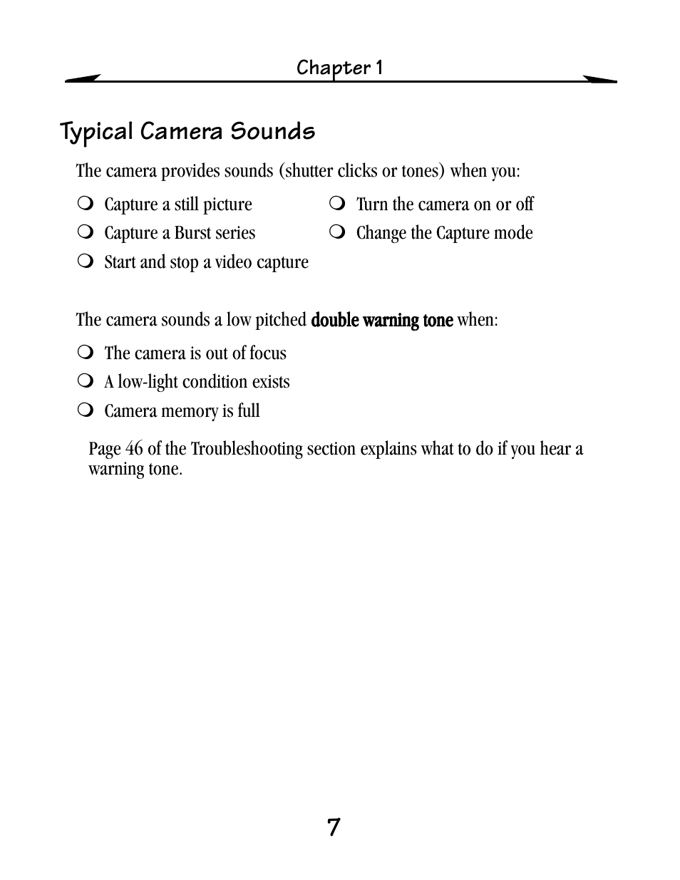 Typical camera sounds | Kodak EZ200 User Manual | Page 23 / 81