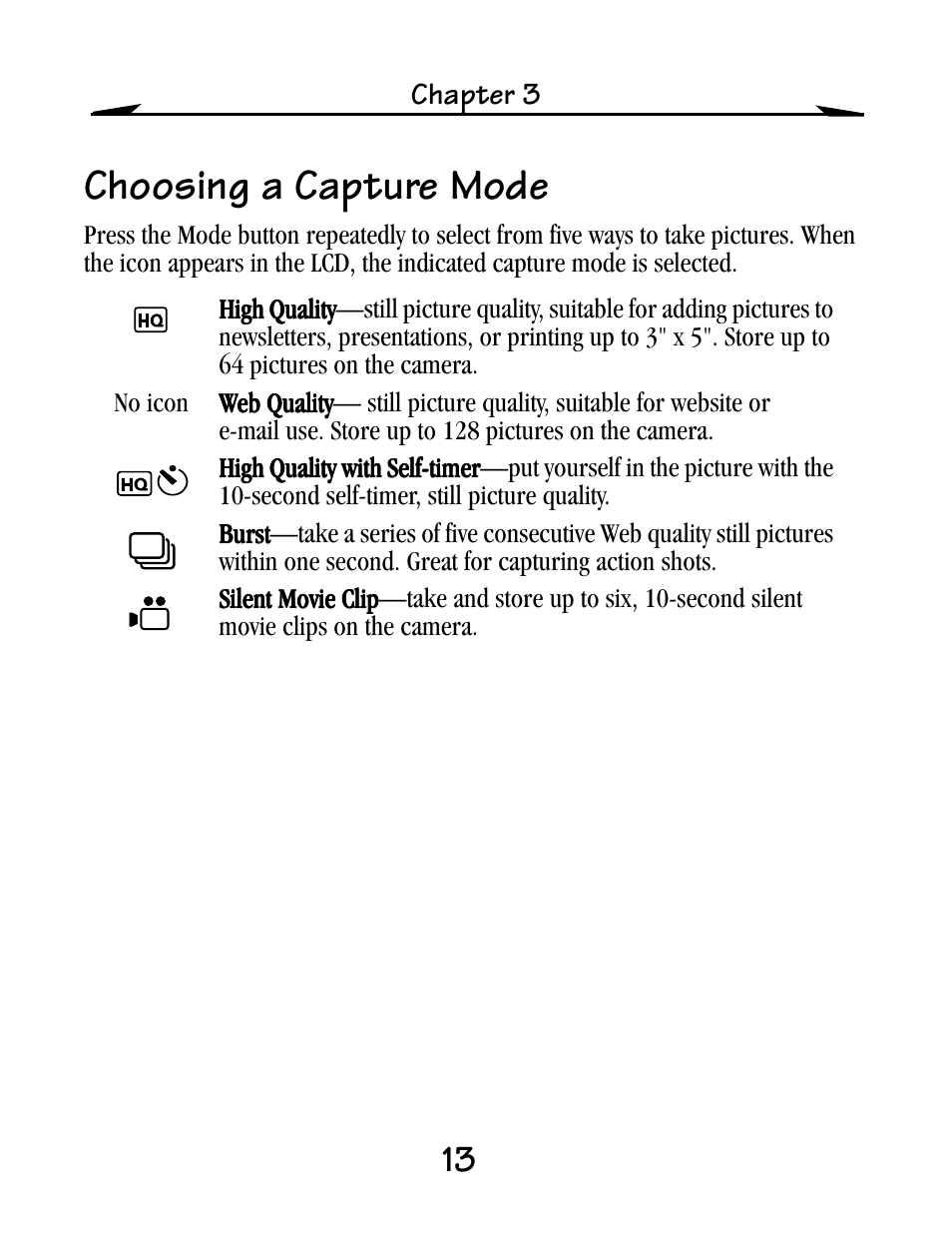 Choosing a capture mode | Kodak EZ200 User Manual | Page 29 / 81