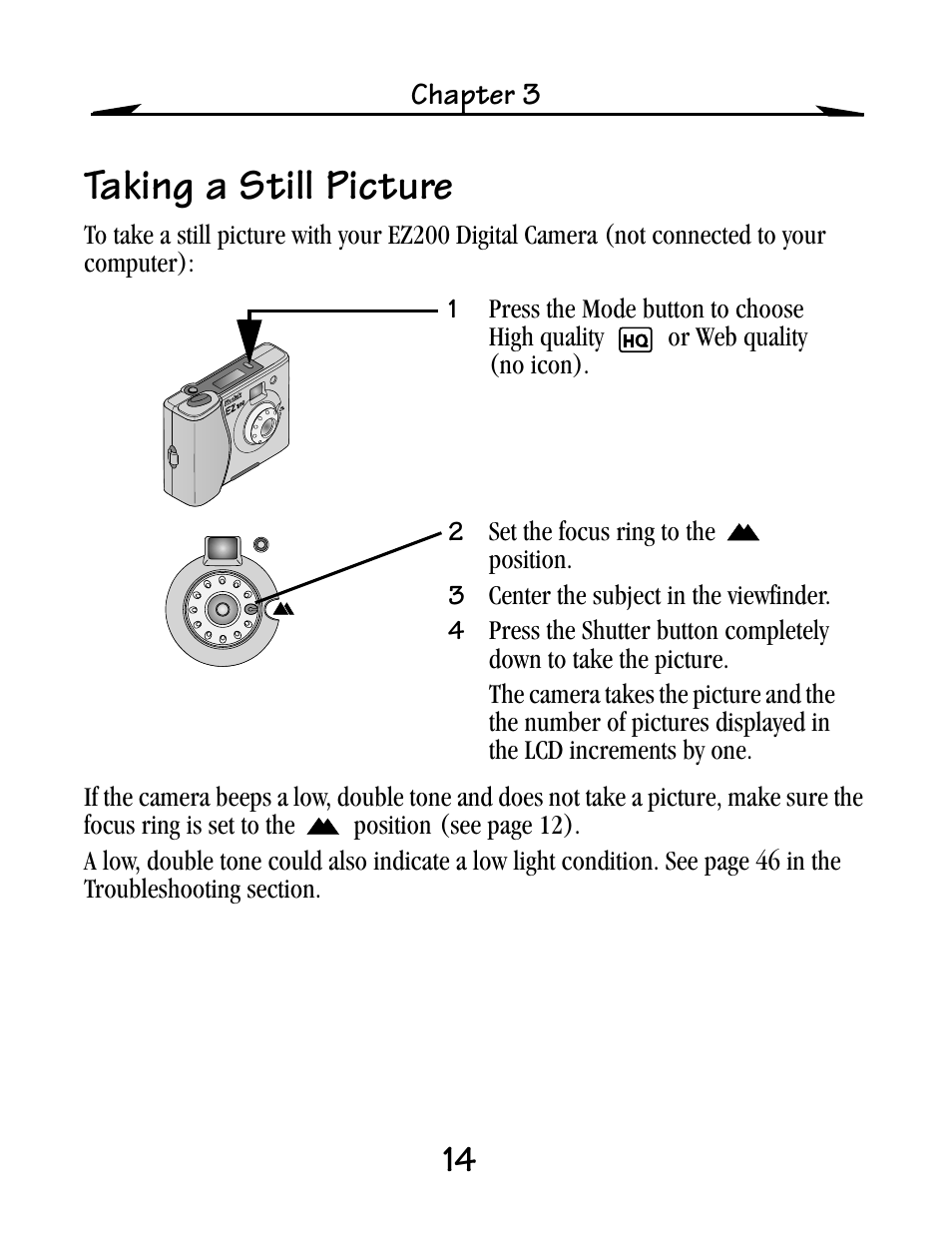 Taking a still picture | Kodak EZ200 User Manual | Page 30 / 81