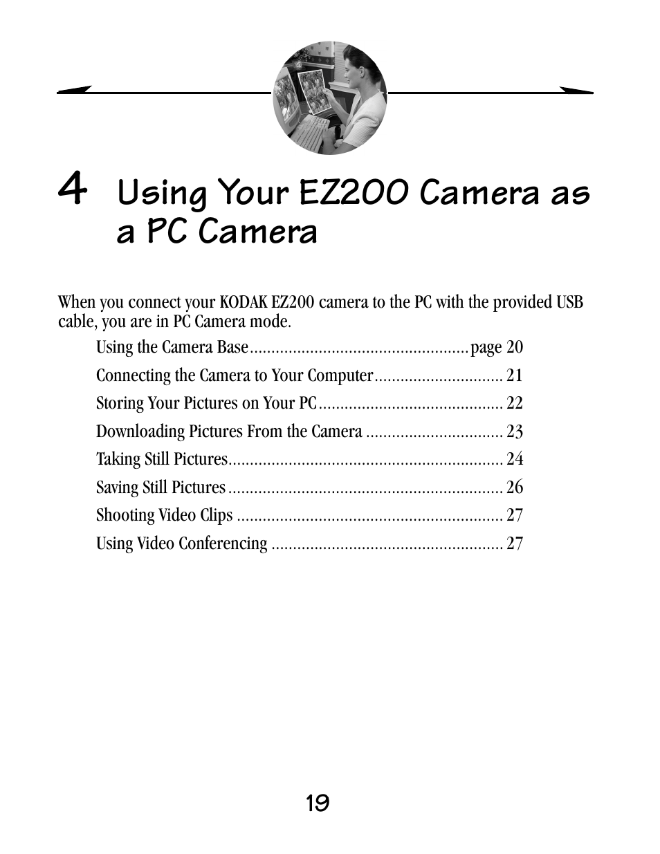4 using your ez200 camera as a pc camera, Using your ez200 camera as a pc camera | Kodak EZ200 User Manual | Page 35 / 81