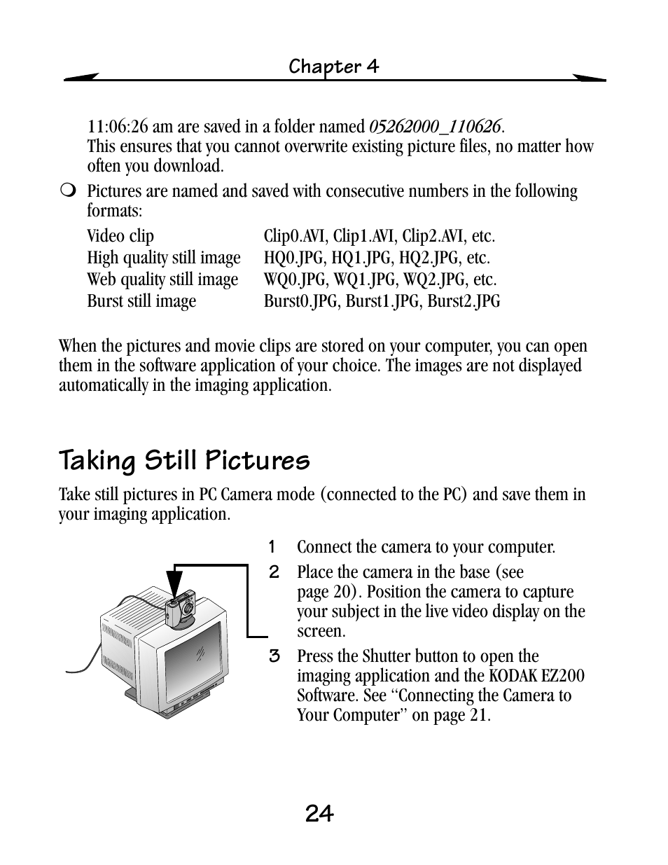 Taking still pictures | Kodak EZ200 User Manual | Page 40 / 81