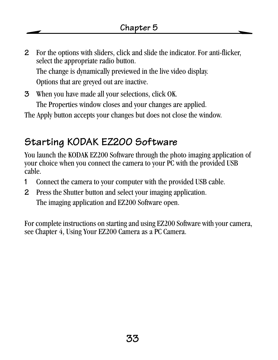 Starting kodak ez200 software | Kodak EZ200 User Manual | Page 49 / 81